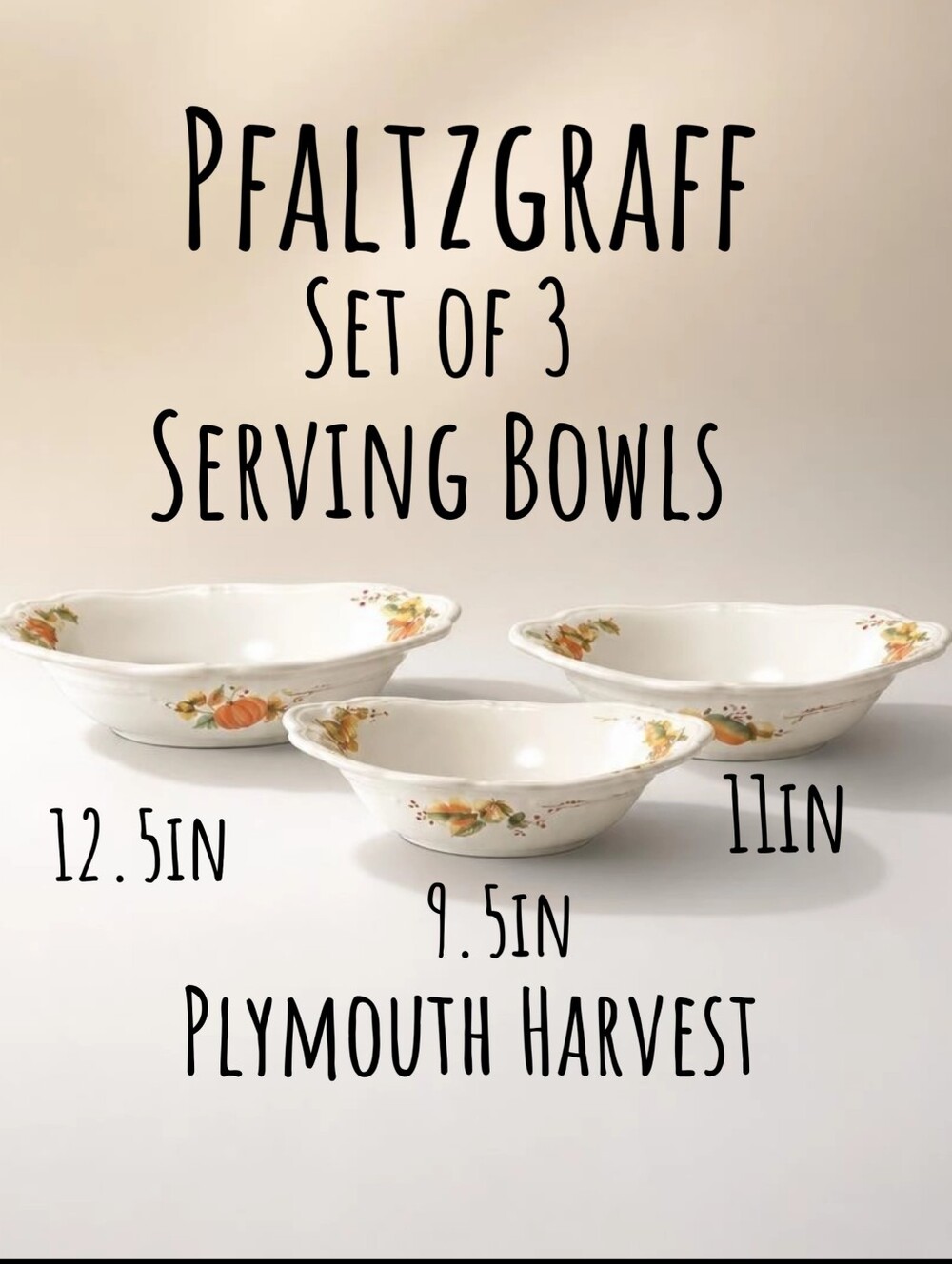 Pfaltzgraff Plymouth Harvest Oval Handled Vegetable Serving Bowls Set Of 3